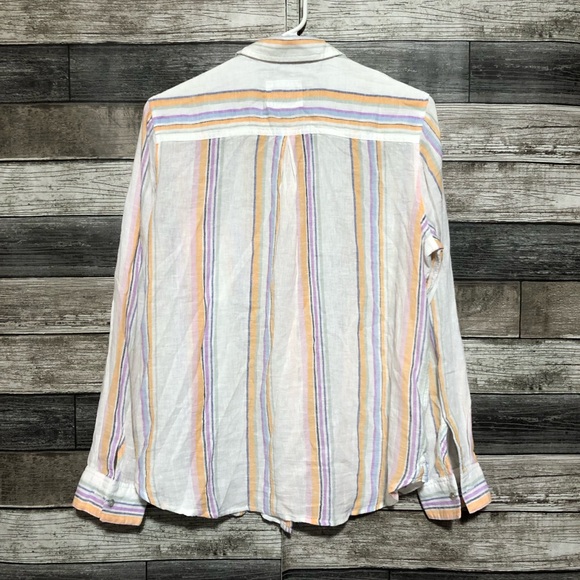 Rails Striped Linen Rayon Button Up Shirt Women’s S White Lightweight Casual - Picture 5 of 9